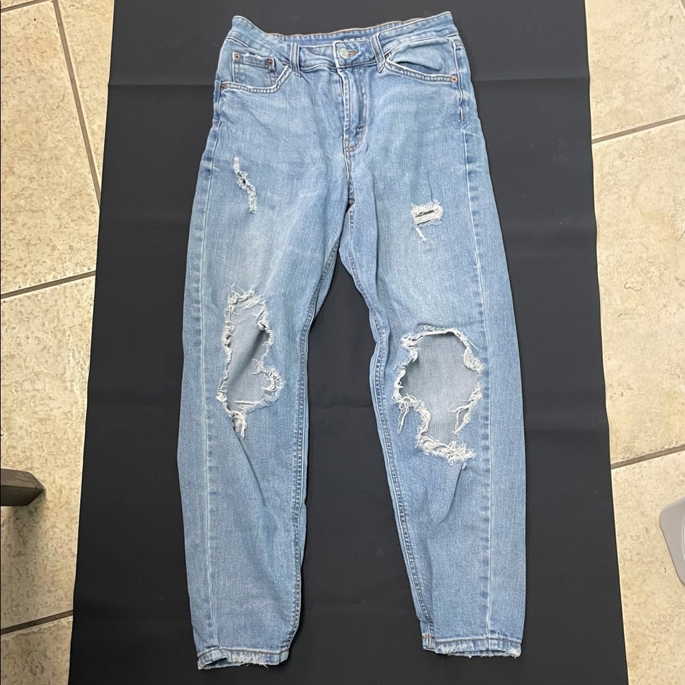 High Waisted Mom Jeans W/ Rips